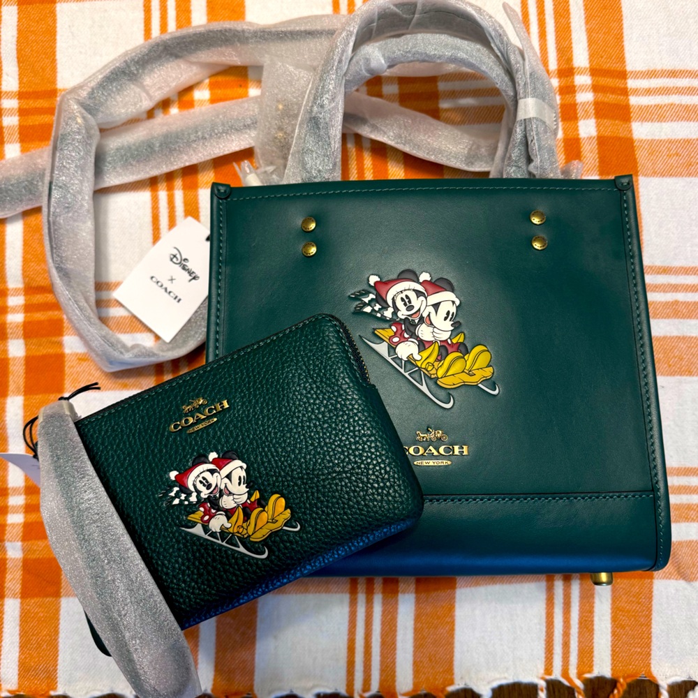 Coach x Disney holiday Christmas bag and zip wallet